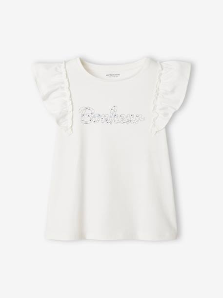 Camiseta con volantes para niña crudo 