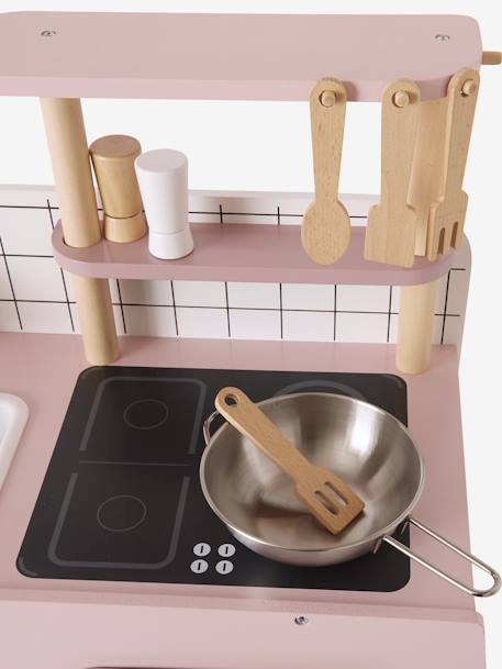 Cocinita de diseño, de madera FSC® caramelo+rosa+verde 