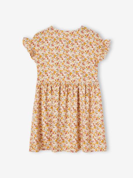 Vestido abotonado de flores, para niña azul+azul azur+azul marino+crudo 