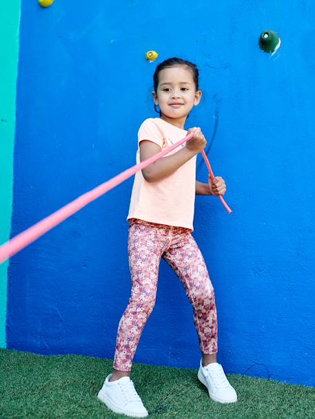 Leggings deportivos de tejido técnico y con estampado para niña arcilla+azul 