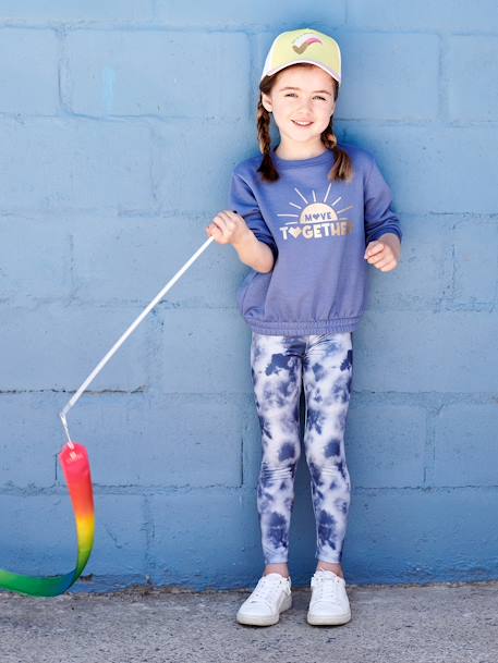 Leggings deportivos de tejido técnico y con estampado para niña arcilla+azul 