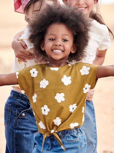 Camiseta estampada con lazo fantasía, para niña azul marino+caqui+crudo+ROSA MEDIO ESTAMPADO+vainilla+verde 