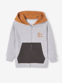 Niño-Jerséis, chaquetas de punto, sudaderas-Sudadera con cremallera y capucha «colorblock» para niño