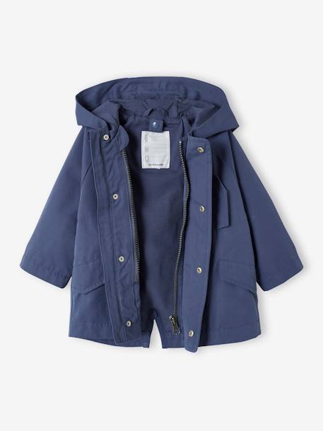 Parka 3 en 1 con cazadora desmontable de felpa para bebé azul pizarra 