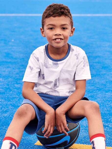 Camiseta deportiva con letras tamaño gigante para niño blanco 