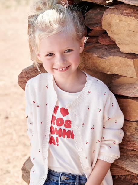 Chaqueta estampada con acabado festoneado para niña beige estampado+blanco estampado 