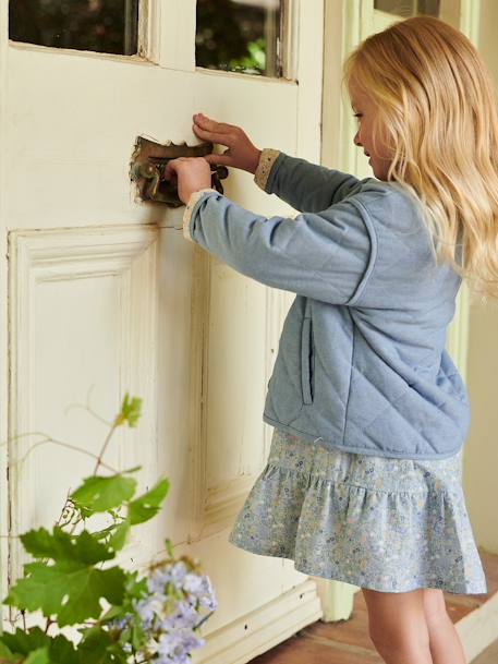 Chaqueta acolchada de chambray con forro de flores para niña doble stone 