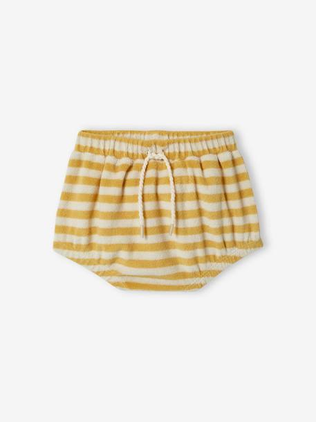 Conjunto de felpa rizada para bebé: short y camiseta de tirantes amarillo pálido 