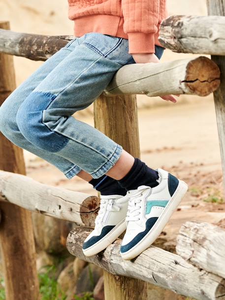 Zapatillas de piel con cordones y cremalleras, para niño 0019 