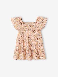 -Vestido con smocks y estampado de flores para bebé