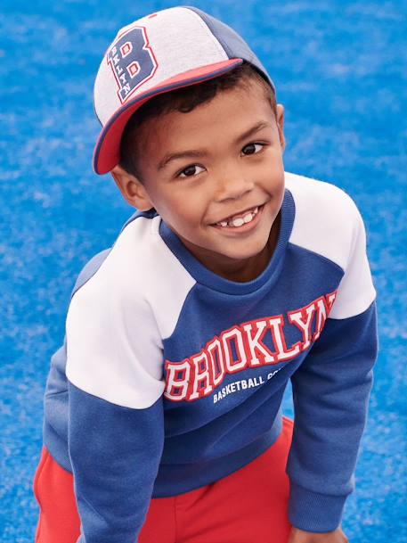 Sudadera deportiva «colorblock» del equipo de Brooklyn para niño azul eléctrico+nuez de pacana 