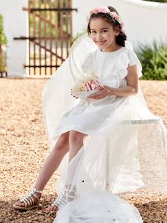 Vestido de fiesta con detalles de bordado inglés para niña