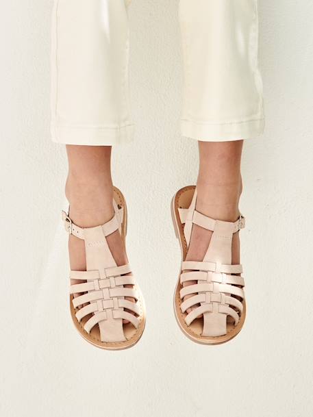 Sandalias de piel para niña beige arena 