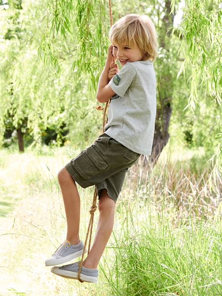 Short estilo cargo fácil de vestir para niño azul marino+beige+caqui 