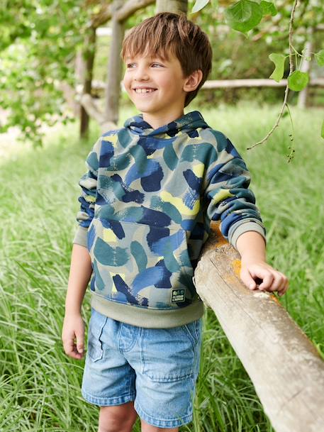 Sudadera con efecto camuflaje y capucha para niño verde estampado 