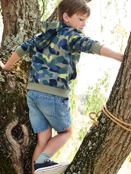 Sudadera con efecto camuflaje y capucha para niño verde estampado 