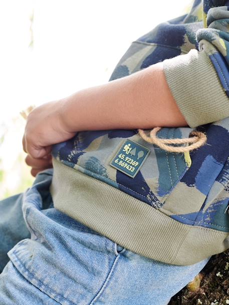 Sudadera con efecto camuflaje y capucha para niño verde estampado 