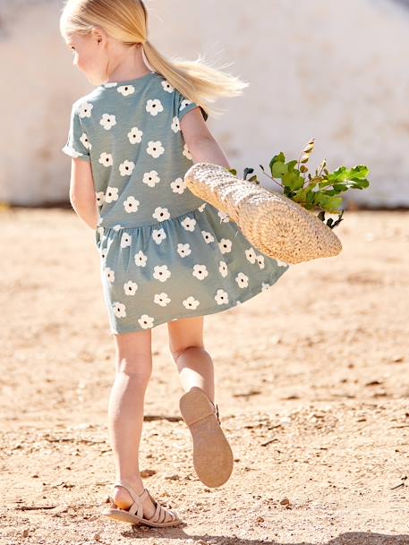 Vestido estampado para niña blanco estampado+crudo+rayas azul+rosa+rosa rosa pálido+verde esmeralda+VERDE OSCURO ESTAMPADO 