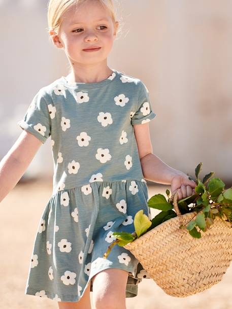 Vestido estampado para niña blanco estampado+crudo+rayas azul+rosa+rosa maquillaje+rosa rosa pálido+verde esmeralda+VERDE OSCURO ESTAMPADO 