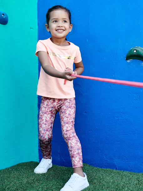 Camiseta deportiva a rayas irisadas, para niña BLANCO CLARO LISO CON MOTIVOS+gris jaspeado+lila+rosa maquillaje 