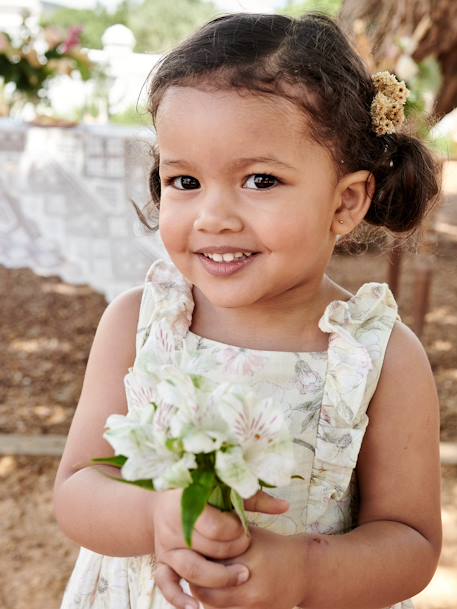 Vestido con estampado de flores de gasa de algodón para bebé crudo 