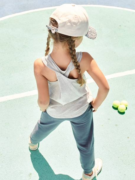 Camiseta sin mangas deportiva, para niña gris jaspeado 