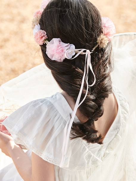 Corona de flores rosas para niña ROSA CLARO LISO 