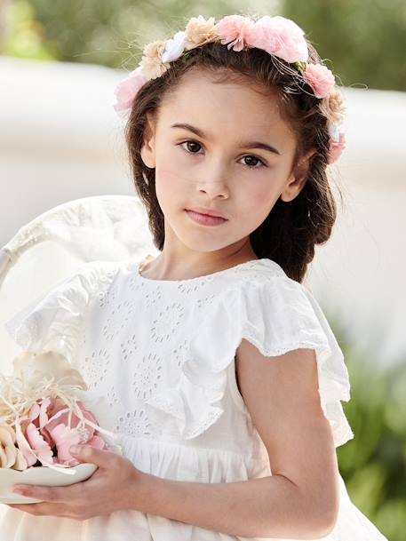 Corona de flores rosas para niña ROSA CLARO LISO 