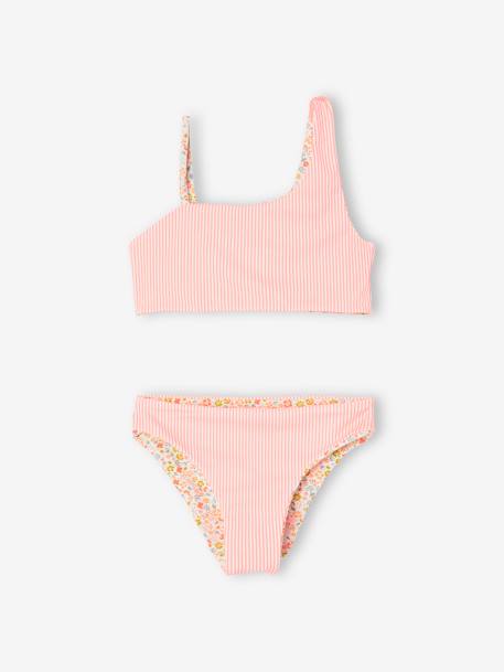 Bikini reversible para niña coral 