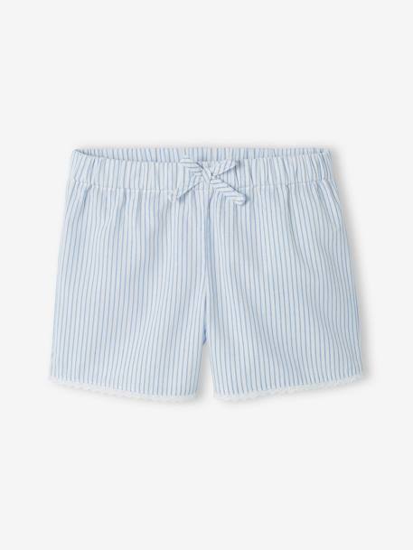 Pijama con short a rayas para niña rayas azul 