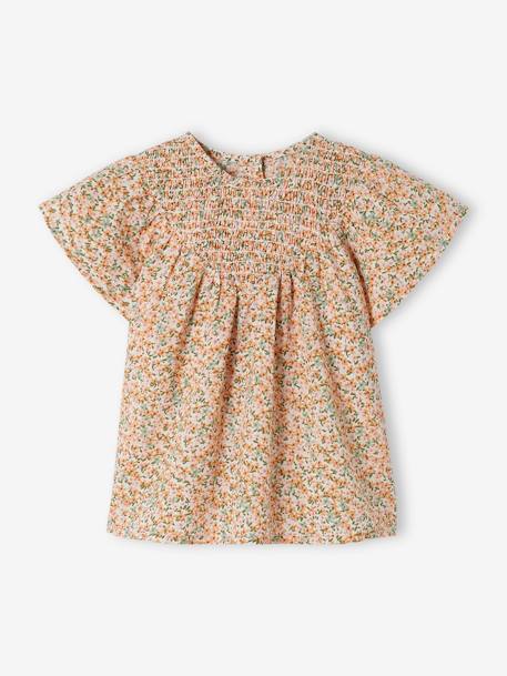 Bebé-Blusa de manga corta con cuello con smocks para bebé