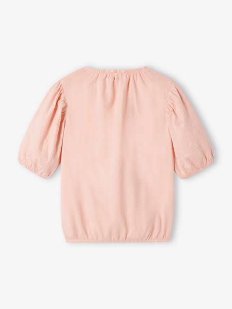 Blusa de punto calado para niña rosa rosa pálido 