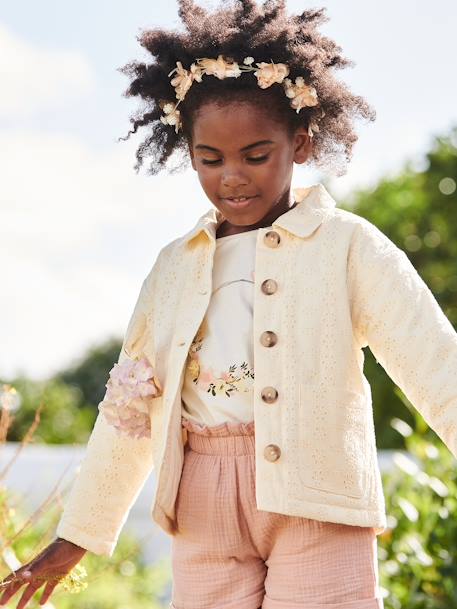 Chaqueta de bordado inglés para niña crudo 