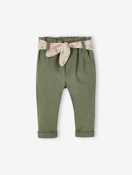 Bebé-Pantalones, vaqueros -Pantalón «paperbag» con cinturón para bebé