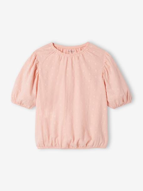 Blusa de punto calado para niña rosa rosa pálido 