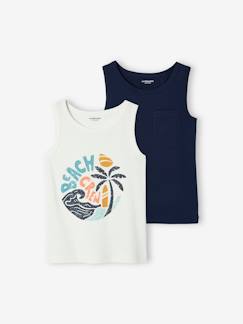 Lotes y packs-Pack de 2 camisetas de tirantes con la temática de palmeras para niño