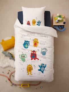 -Conjunto infantil: funda nórdica + funda de almohada MONSTRUOS