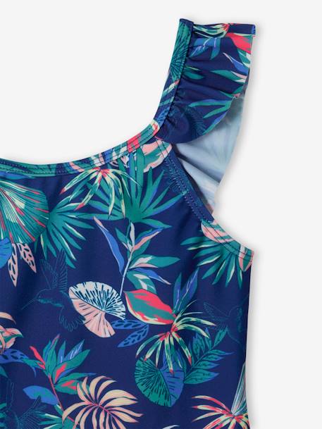 Bañador con estampado tropical para niña azul marino 