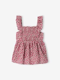 -Blusa con smocks y tirantes con volantes para niña