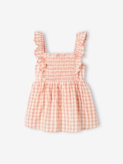 -Blusa con smocks y tirantes con volantes para niña