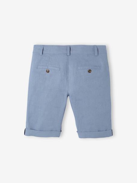 Bermudas de algodón y lino para niño azul+AZUL OSCURO LISO CON MOTIVOS+BEIGE CLARO LISO CON MOTIVOS+verde sauce 