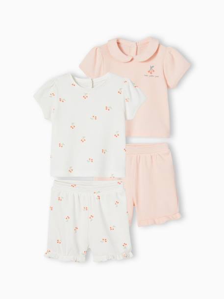 Pijamas y bodies bebé-Bebé-Pijamas-Pack de 2 pijamas de 2 prendas de punto nido de abeja para bebé
