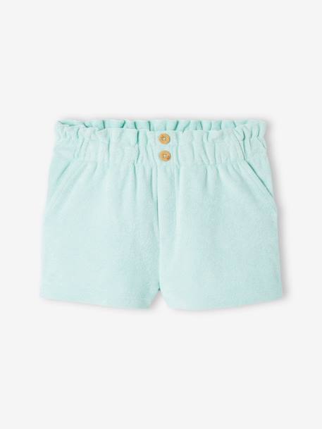 Short de felpa rizada para niña azul pálido 