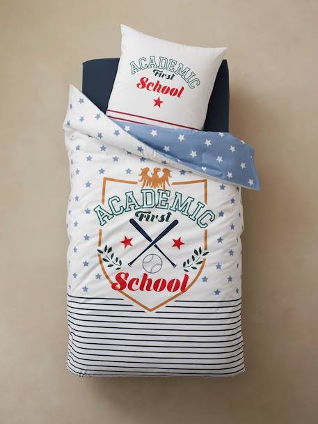 Conjunto infantil de funda nórdica + funda de almohada - Academic BLANCO MEDIO LISO CON MOTIVOS 