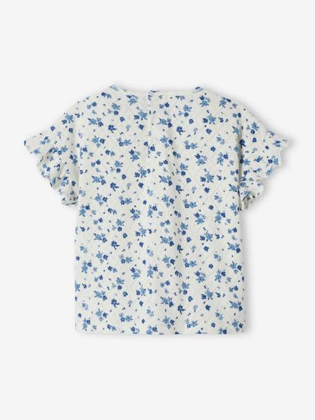 Camiseta de punto calado con flores para bebé crudo 