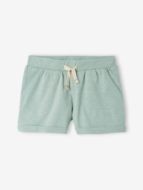 Pack de 2 shorts de punto para niña verde agua 