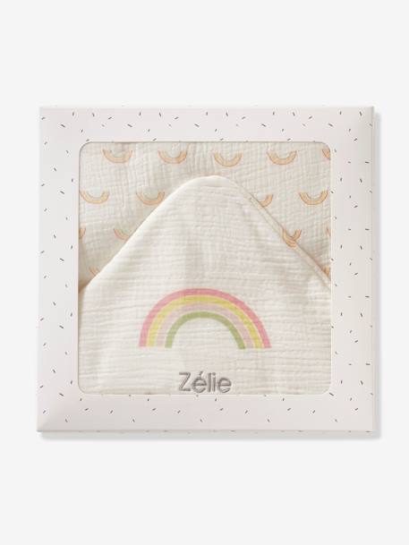 Capa de baño personalizable «Rainbow» blanco estampado 