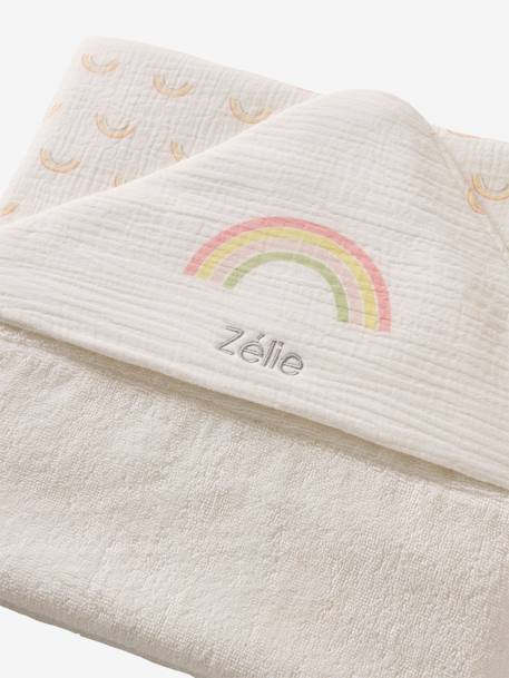 Capa de baño personalizable «Rainbow» blanco estampado 