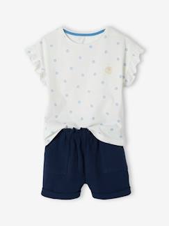 Conjunto de camiseta y short de gasa de algodón para niña