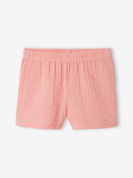 Pijama con short «flamenco rosa» de gasa 100% algodón para niña rosa 